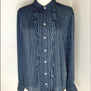 Ann Taylor  Loft button down ruffle front Blouse